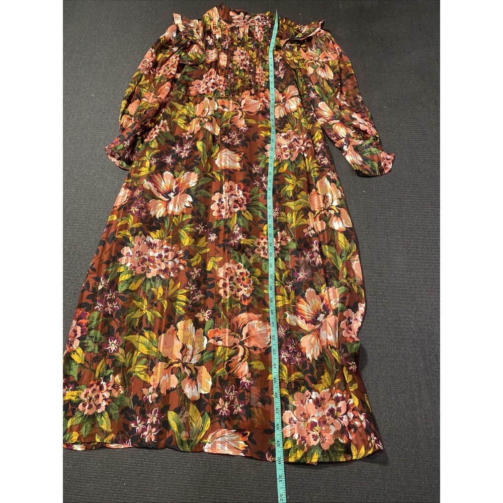 NEW‎ TOPSHOP Fallen Floral Jacquard MIDI DRESS Us 8 M Fall Festival Long Sleeve - Picture 3 of 7